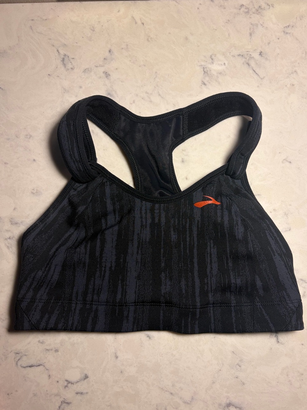 Black Racerback Sports Bra with Orange Accent
